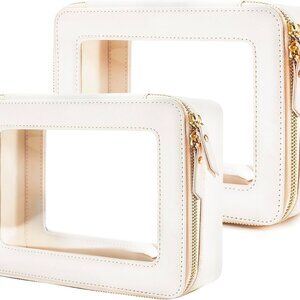 Clear Makeup Bag Organizer Set,Portable Travel Toiletry Case for Women, Vegan Le